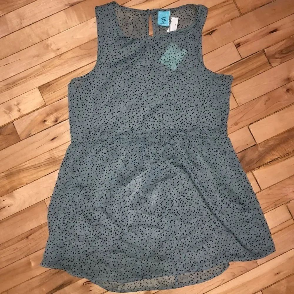 light teal  sheer baby doll top with dots